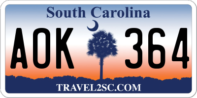 SC license plate AOK364