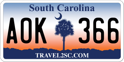 SC license plate AOK366
