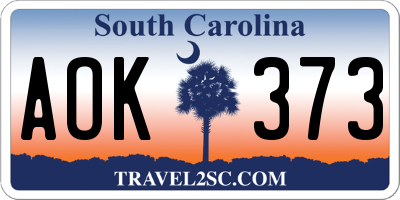 SC license plate AOK373