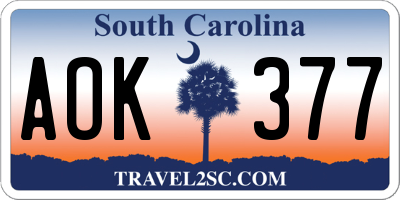 SC license plate AOK377