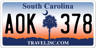 SC license plate AOK378
