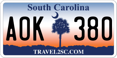 SC license plate AOK380