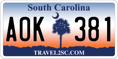 SC license plate AOK381