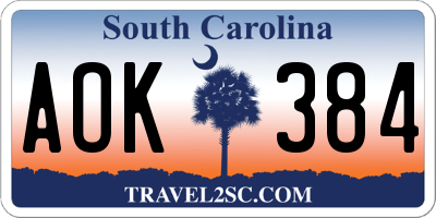 SC license plate AOK384