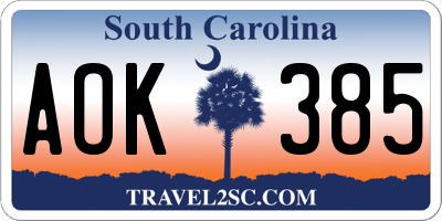SC license plate AOK385