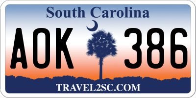 SC license plate AOK386