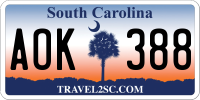 SC license plate AOK388