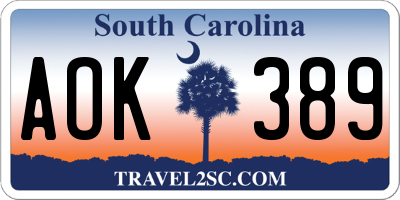 SC license plate AOK389