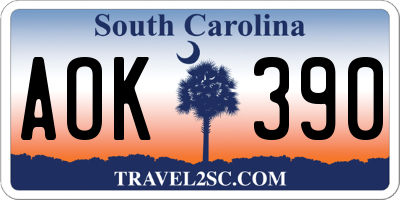 SC license plate AOK390
