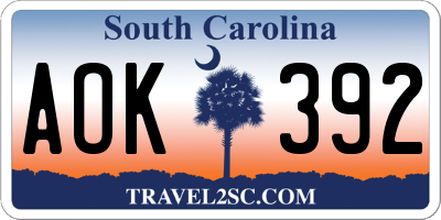 SC license plate AOK392