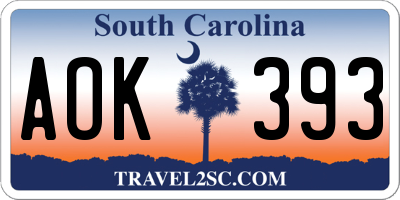 SC license plate AOK393