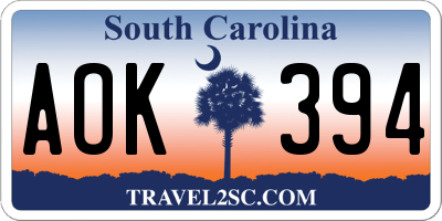 SC license plate AOK394