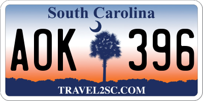 SC license plate AOK396