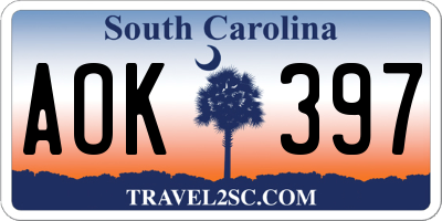 SC license plate AOK397