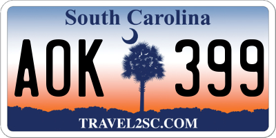 SC license plate AOK399