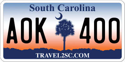 SC license plate AOK400