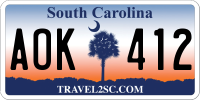 SC license plate AOK412