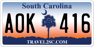 SC license plate AOK416