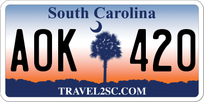 SC license plate AOK420