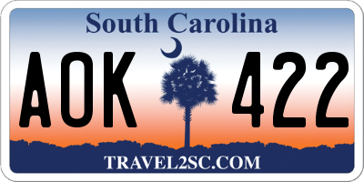 SC license plate AOK422