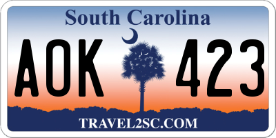 SC license plate AOK423