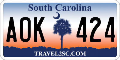 SC license plate AOK424