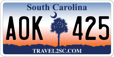 SC license plate AOK425