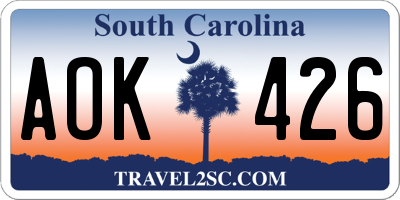 SC license plate AOK426