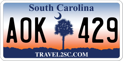 SC license plate AOK429