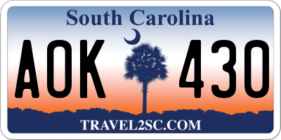 SC license plate AOK430