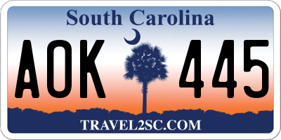 SC license plate AOK445