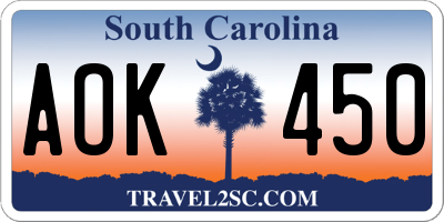 SC license plate AOK450