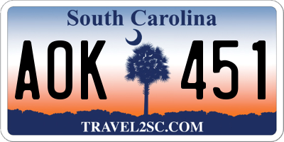 SC license plate AOK451