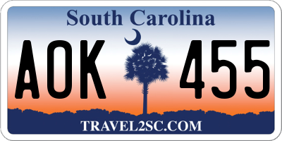 SC license plate AOK455