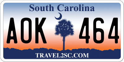 SC license plate AOK464