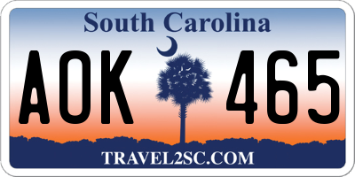 SC license plate AOK465