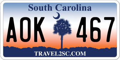 SC license plate AOK467