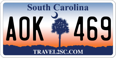 SC license plate AOK469