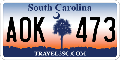 SC license plate AOK473