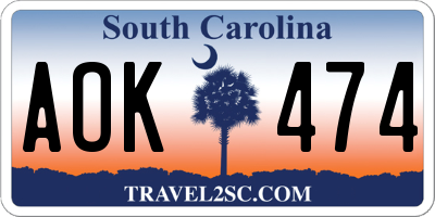 SC license plate AOK474