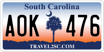 SC license plate AOK476