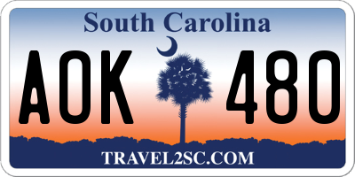 SC license plate AOK480