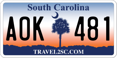 SC license plate AOK481