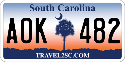 SC license plate AOK482