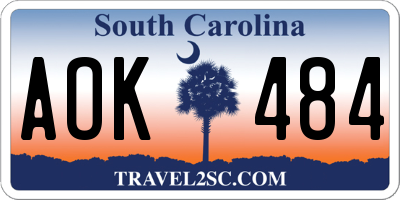 SC license plate AOK484