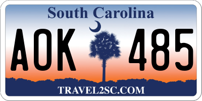 SC license plate AOK485