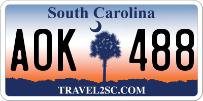SC license plate AOK488