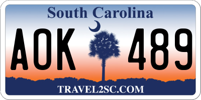 SC license plate AOK489