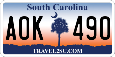 SC license plate AOK490