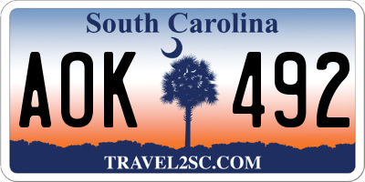 SC license plate AOK492